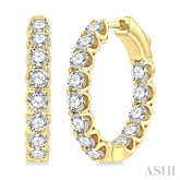 3 ctw Inside-Out Round Cut Diamond Hoop Earrings in 14K Yellow Gold